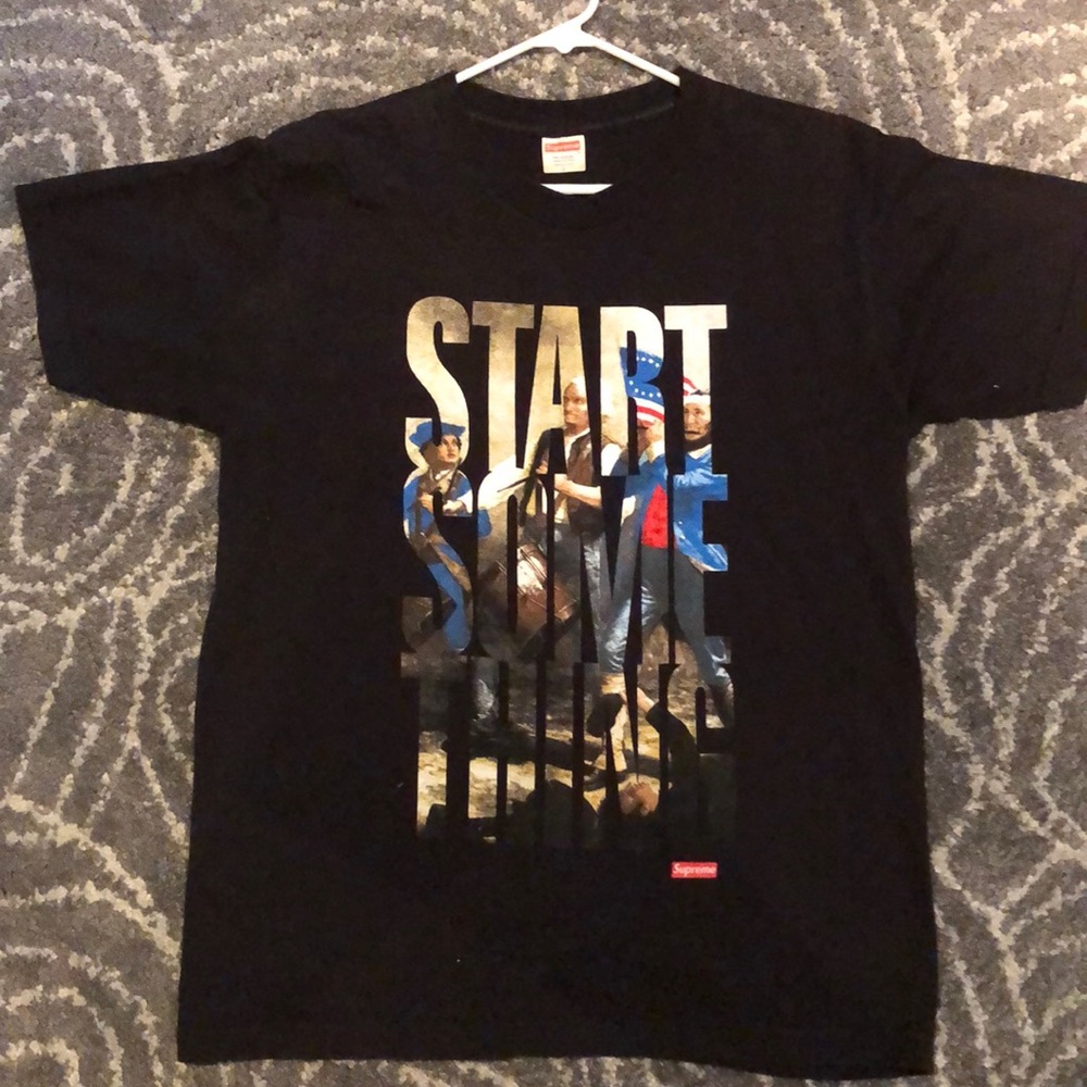 Supreme start something tee black large